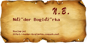 Néder Boglárka névjegykártya
